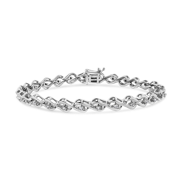 1/10 Ct. T.W. Round-Cut Diamond Links of Flame Bracelet in Sterling Silver, photo 1