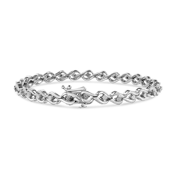 1/10 Ct. T.W. Round-Cut Diamond Links of Flame Bracelet in Sterling Silver, photo 2