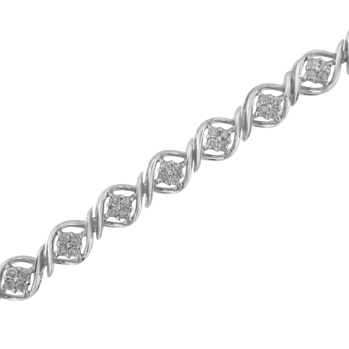 1 Ct. T.W. Diamond Cluster Link Bracelet in Sterling Silver, photo 5