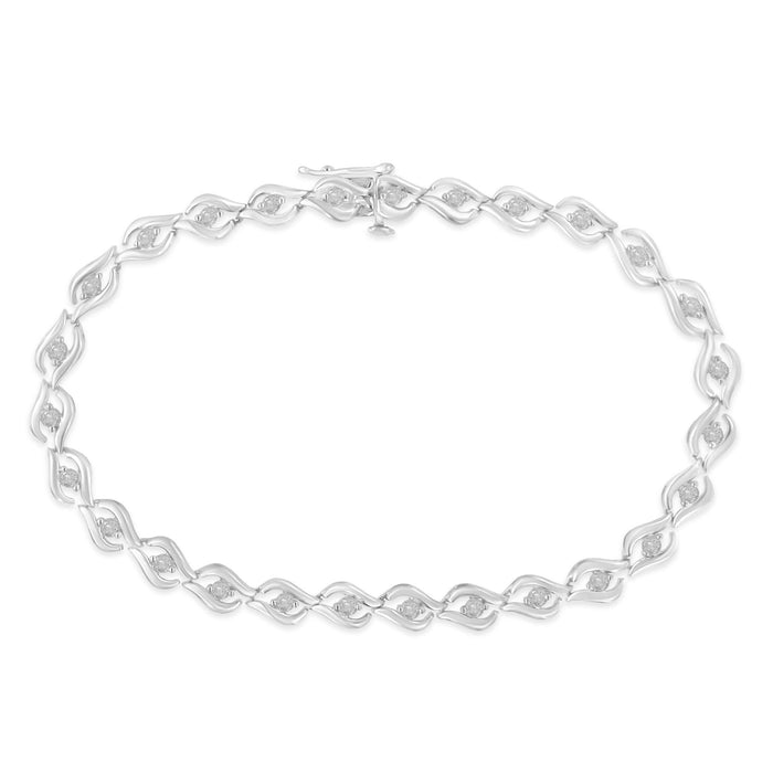 Pulsera tenis de eslabones en forma de almendra con diamantes talla rosa de 1/2 ct. p.t. en plata de ley, color I-J, claridad I3, 7 pulg., foto 2