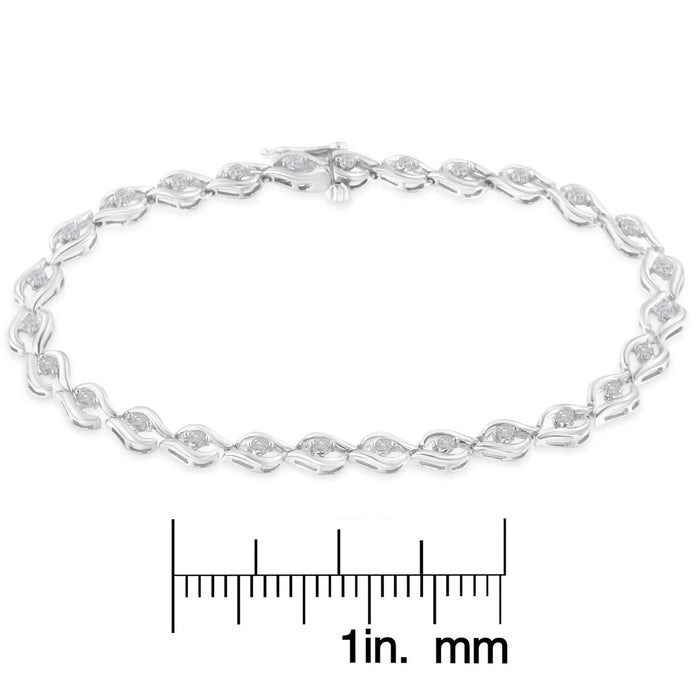 Pulsera tenis de eslabones en forma de almendra con diamantes talla rosa de 1/2 ct. p.t. en plata de ley, color I-J, claridad I3, 7 pulg., foto 6