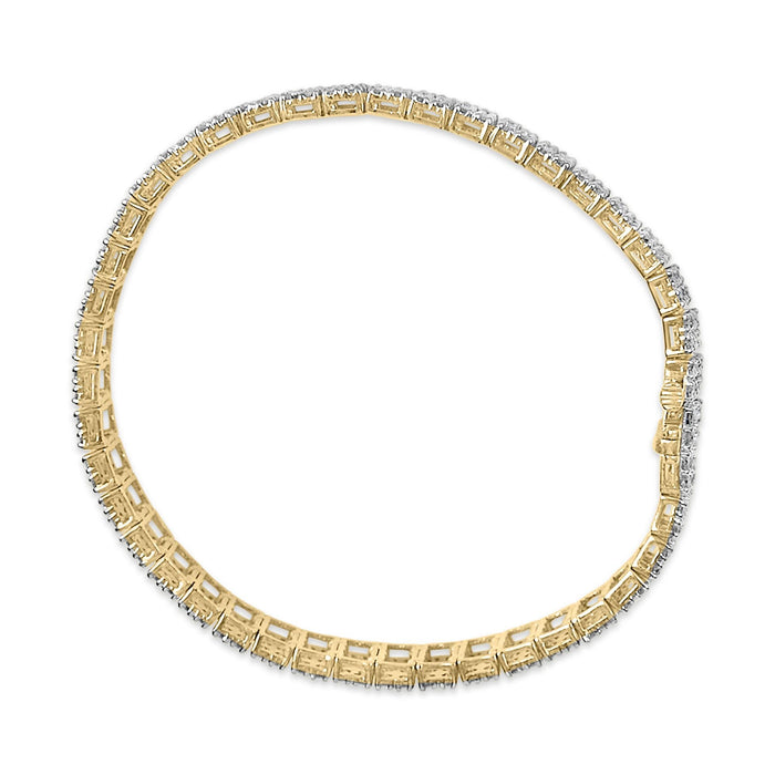 Pulsera tenis IGI de 4 hileras con diamantes marrón tenue de 10 ct. p.t. en plata de ley bañada en oro amarillo de 14K, foto 4