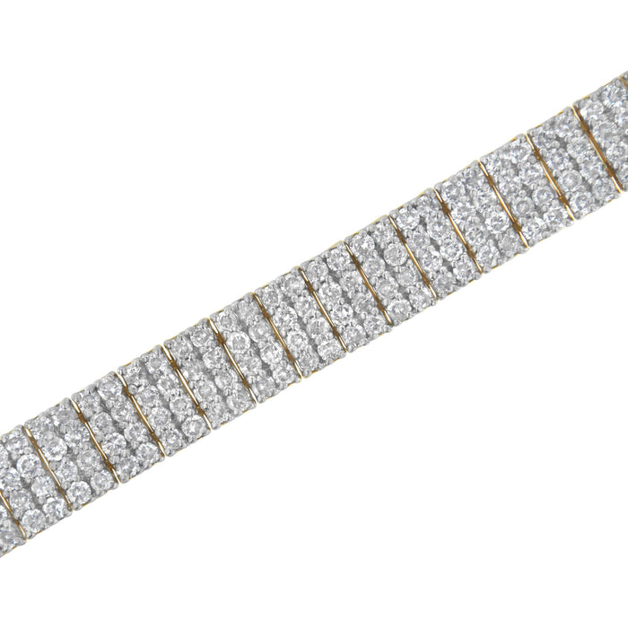 Pulsera tenis IGI de 4 hileras con diamantes marrón tenue de 10 ct. p.t. en plata de ley bañada en oro amarillo de 14K, foto 5
