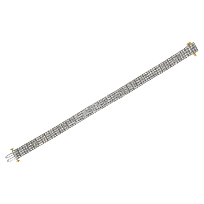 Pulsera tenis IGI de 4 hileras con diamantes marrón tenue de 10 ct. p.t. en plata de ley bañada en oro amarillo de 14K, foto 6