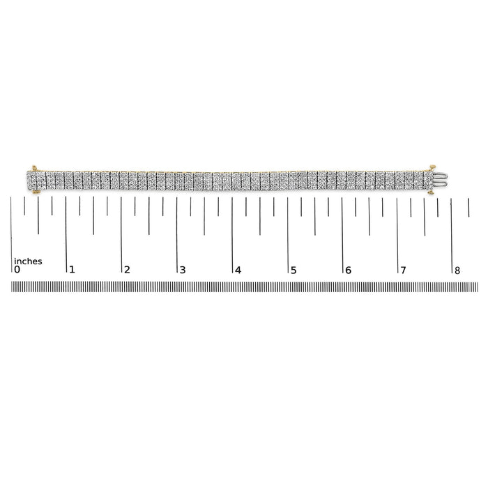 Pulsera tenis IGI de 4 hileras con diamantes marrón tenue de 10 ct. p.t. en plata de ley bañada en oro amarillo de 14K, foto 8
