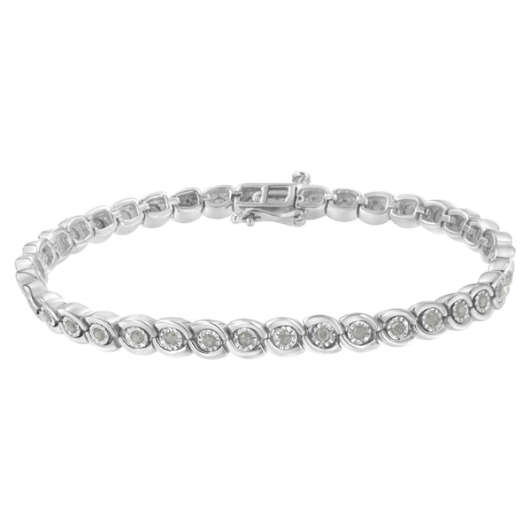 Pulsera de eslabones en espiral de bisel Miracle-Set con diamantes de 1 ct. p.t. en plata de ley, foto 2