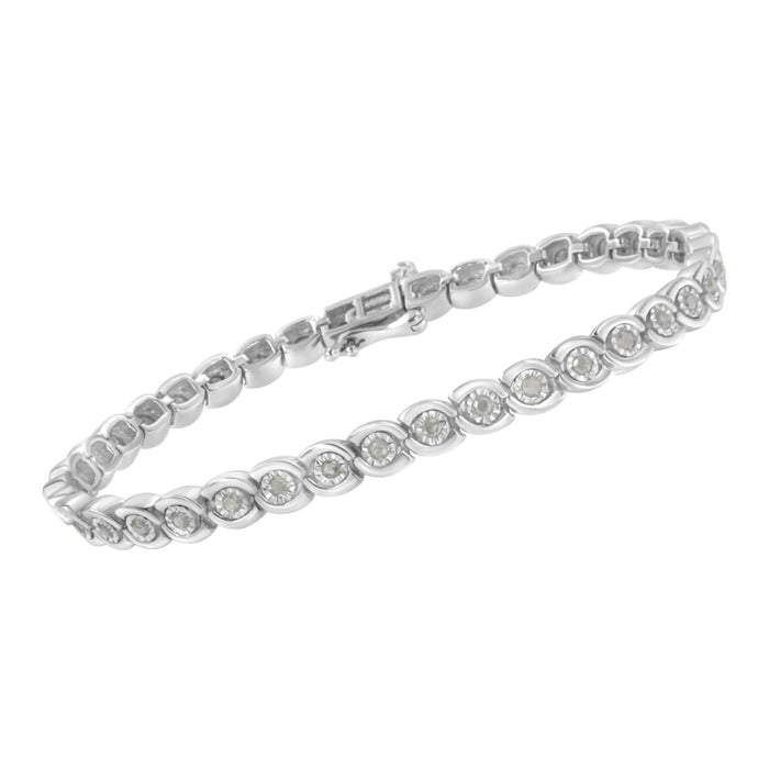 Pulsera de eslabones en espiral de bisel Miracle-Set con diamantes de 1 ct. p.t. en plata de ley, foto 4