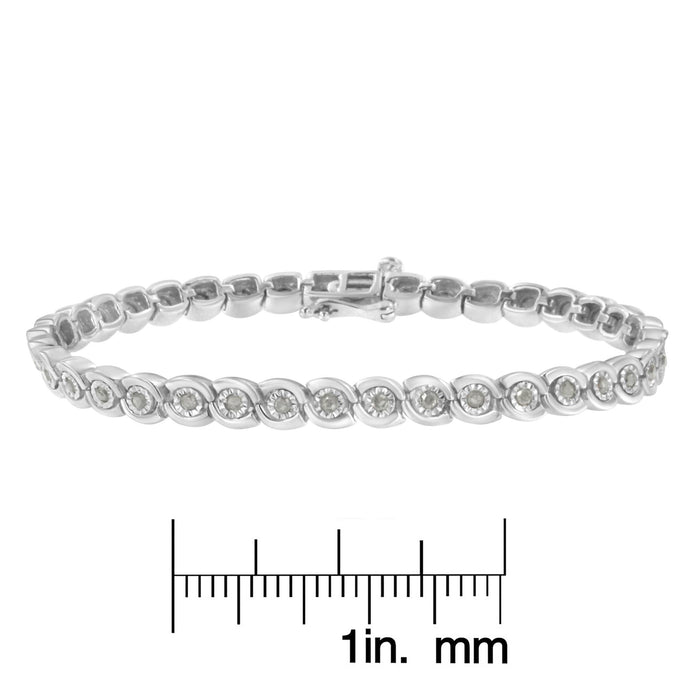 Pulsera de eslabones en espiral de bisel Miracle-Set con diamantes de 1 ct. p.t. en plata de ley, foto 7
