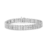 Pulsera de eslabones de corazón de varias hileras con diamantes de 1 ct. p.t. en plata de ley