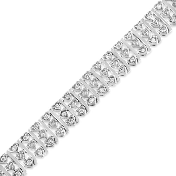 Pulsera de eslabones de corazón de varias hileras con diamantes de 1 ct. p.t. en plata de ley, foto 4
