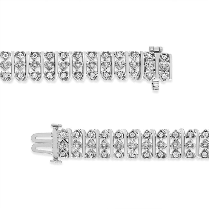 Pulsera de eslabones de corazón de varias hileras con diamantes de 1 ct. p.t. en plata de ley, foto 5