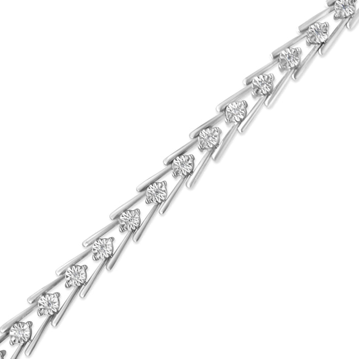 1/2 Ct. T.W. Diamond Miracle-Set Double Swoosh Milgrain Style Tennis Bracelet in Sterling Silver, photo 4