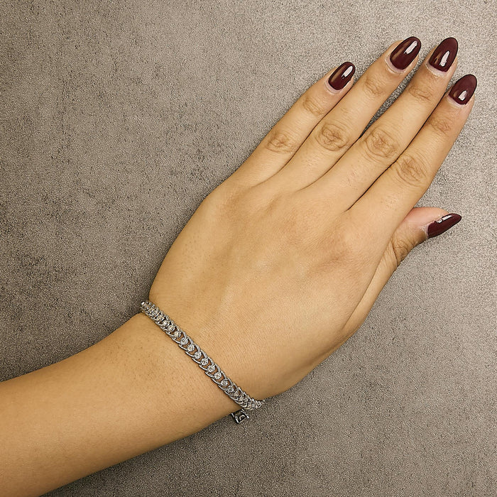 1/2 Ct. T.W. Diamond Miracle-Set Double Swoosh Milgrain Style Tennis Bracelet in Sterling Silver, photo 3