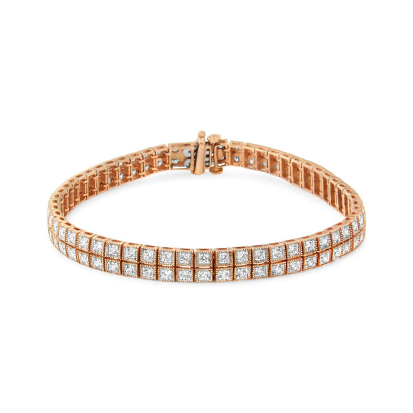 3 Ct. T.W. Lab-Grown Diamond Two Row Milgrain Tennis Bracelet in 14K Rose Gold, photo 1