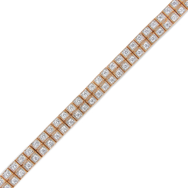 3 Ct. T.W. Lab-Grown Diamond Two Row Milgrain Tennis Bracelet in 14K Rose Gold, photo 2