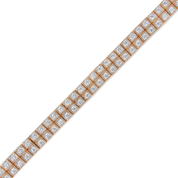 Pulsera tenis milgrain de dos hileras con diamantes cultivados en laboratorio de 3 ct. p.t. en oro rosa de 14K, color G-H, claridad VS2-SI1, 7 pulg., foto 2