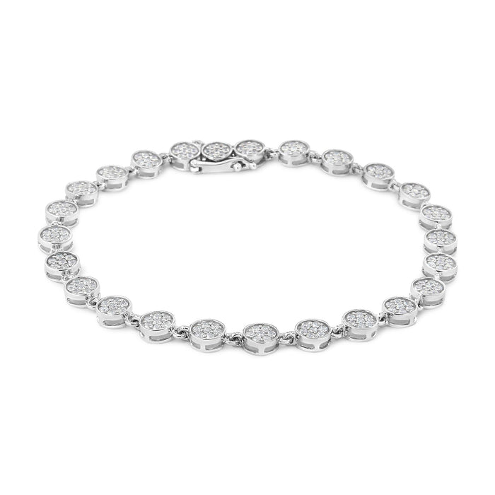 Pulsera de eslabones con diamantes redondos de 2 ct. p.t. en plata de ley, foto 2