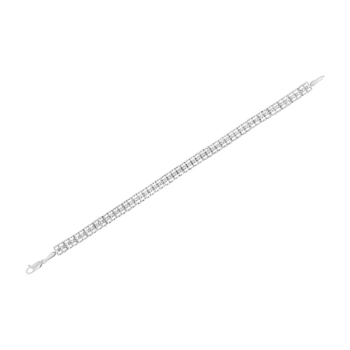 Pulsera tenis de doble eslabón Rolex con diamantes de 1/10 ct. p.t. en plata de ley, foto 5