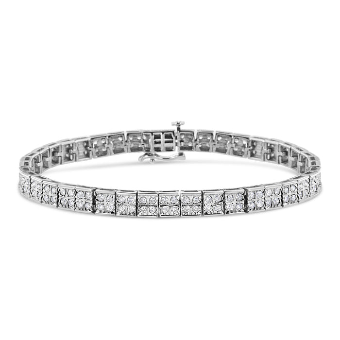 Pulsera de eslabones de caja de garras con 4 diamantes redondos de 2 ct. p.t. en plata de ley, foto 1