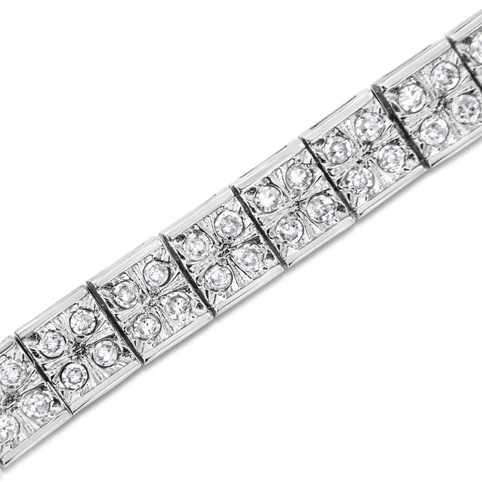 Pulsera de eslabones de caja de garras con 4 diamantes redondos de 2 ct. p.t. en plata de ley, foto 4
