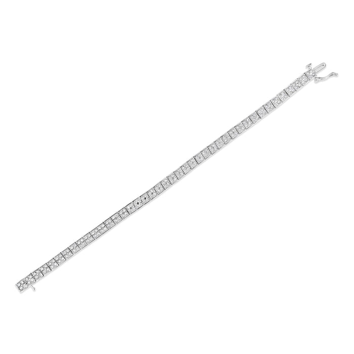 Pulsera de eslabones de caja de garras con 4 diamantes redondos de 2 ct. p.t. en plata de ley, foto 6