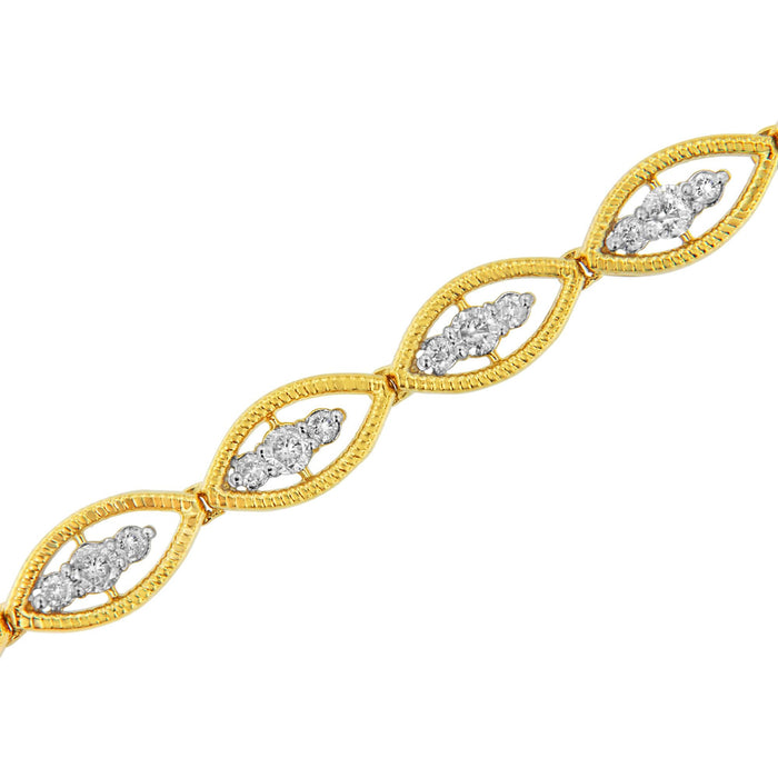 Pulsera de eslabones de garras con diamantes redondos de 1 ct. p.t. en plata de ley bañada en oro amarillo de 10K, color J-K, claridad I1-I2, 7.25 pulg., foto 4