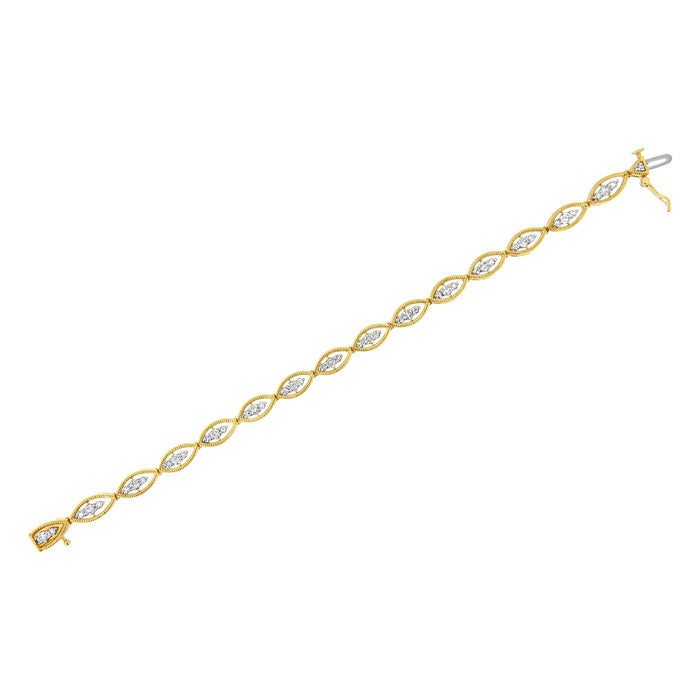Pulsera de eslabones de garras con diamantes redondos de 1 ct. p.t. en plata de ley bañada en oro amarillo de 10K, color J-K, claridad I1-I2, 7.25 pulg., foto 5