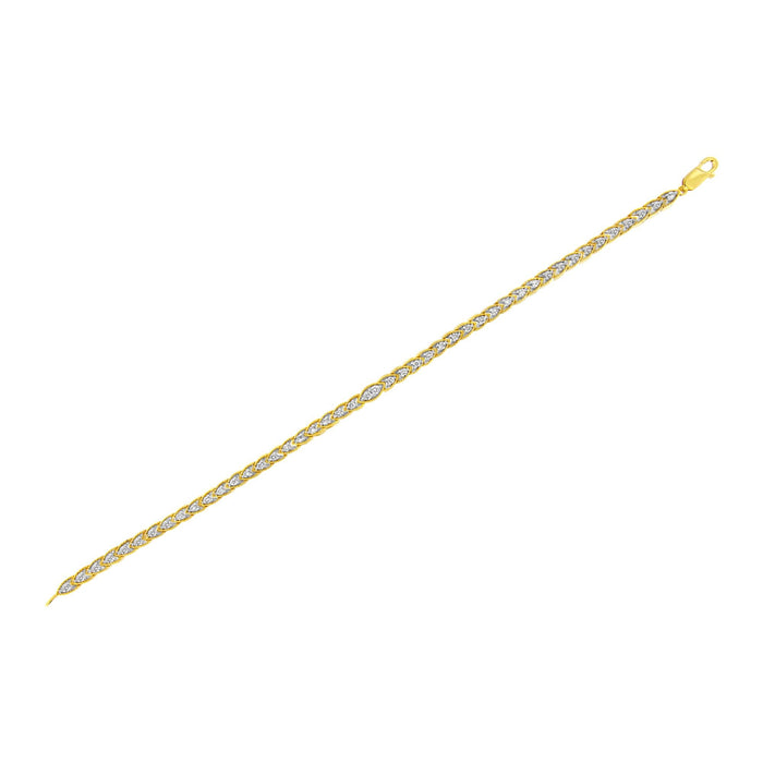 Pulsera de eslabones de garras con diamantes talla pera de 1 ct. p.t. en plata de ley bañada en oro amarillo de 10K, foto 6