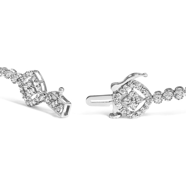 3 Ct. T.W. Diamond Halo Square Shape Link Bracelet in Sterling Silver, photo 2