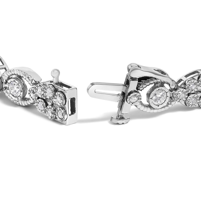 2 Ct. T.W. Diamond Milgrain Cluster Link Bracelet in 10K White Gold, photo 2