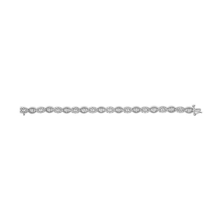 2 Ct. T.W. Diamond Milgrain Cluster Link Bracelet in 10K White Gold, photo 4