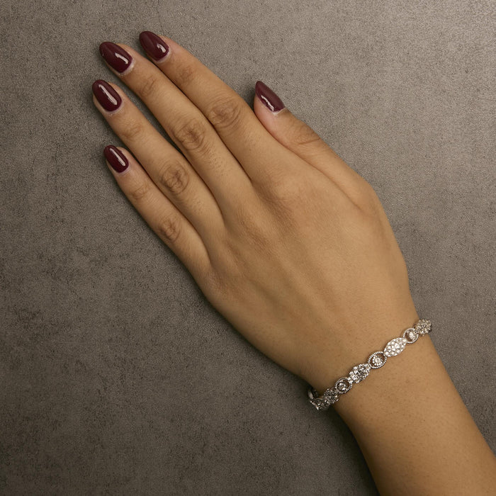 2 Ct. T.W. Diamond Milgrain Cluster Link Bracelet in 10K White Gold, photo 3