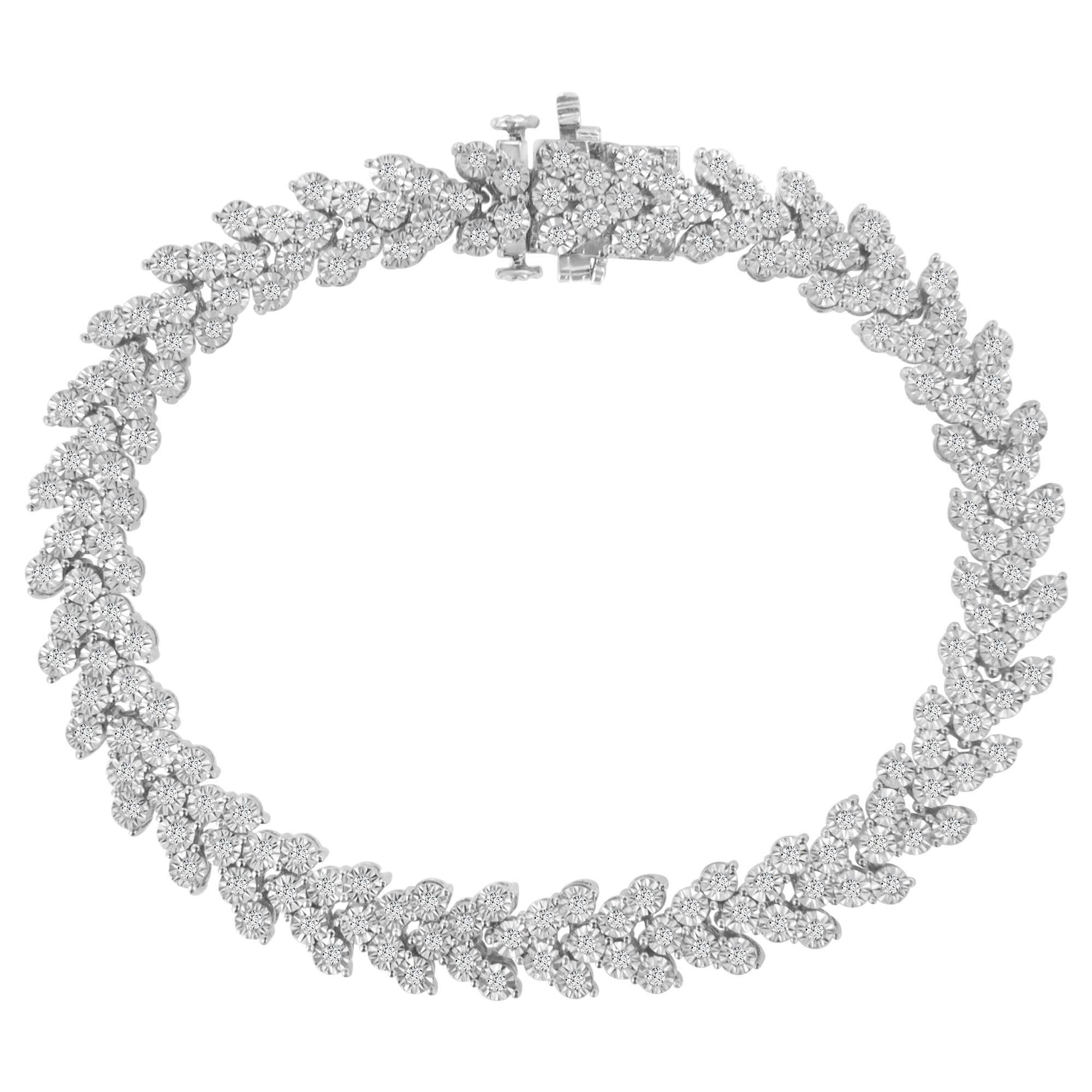 Pulsera de eslabones de corona de laurel Miracle-Set con diamantes de 2 ct. p.t. en plata de ley, foto 1