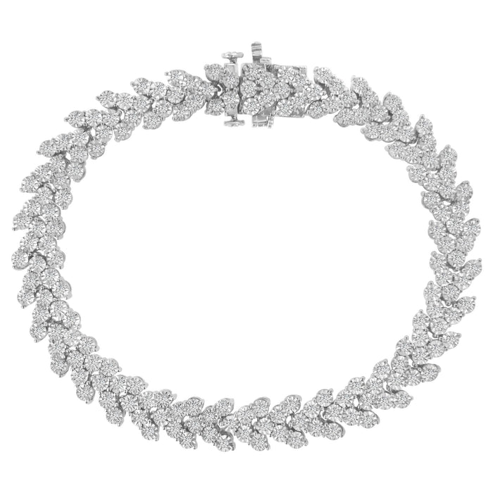 Pulsera de eslabones de corona de laurel Miracle-Set con diamantes de 2 ct. p.t. en plata de ley, foto 1