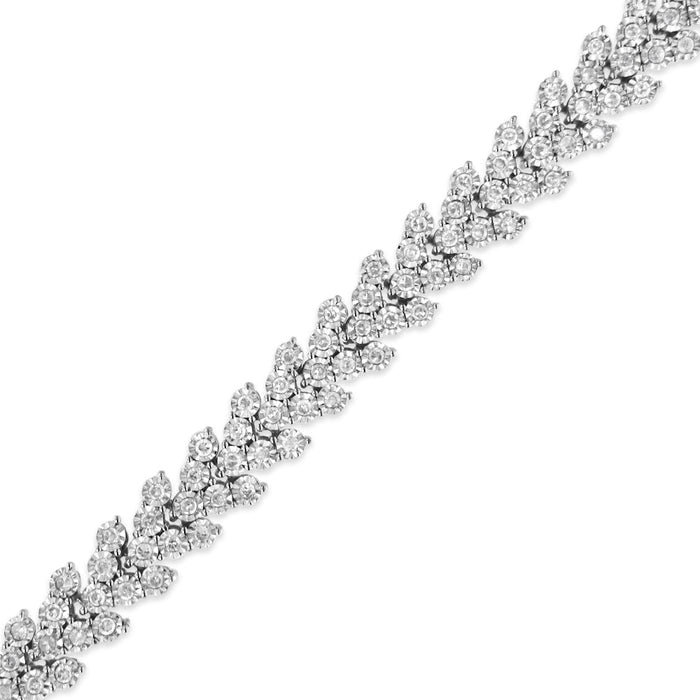 Pulsera de eslabones de corona de laurel Miracle-Set con diamantes de 2 ct. p.t. en plata de ley, foto 4