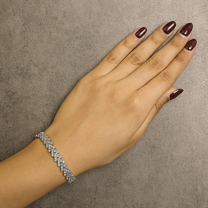 Pulsera de eslabones de corona de laurel Miracle-Set con diamantes de 2 ct. p.t. en plata de ley, foto 3