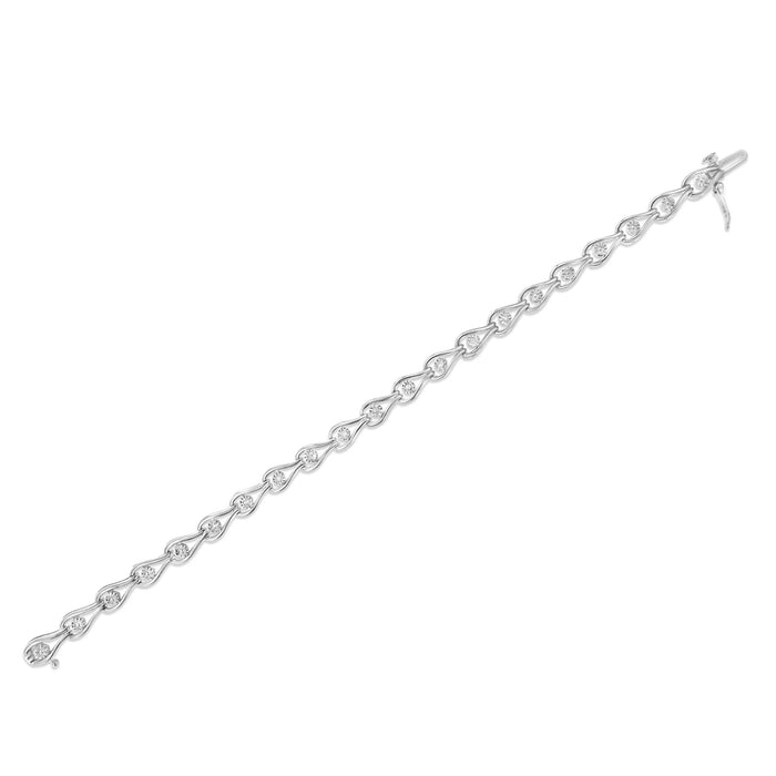Pulsera de eslabones de pera y de bisel Miracle-Set con diamantes de 1/10 ct. p.t. en plata de ley, foto 6