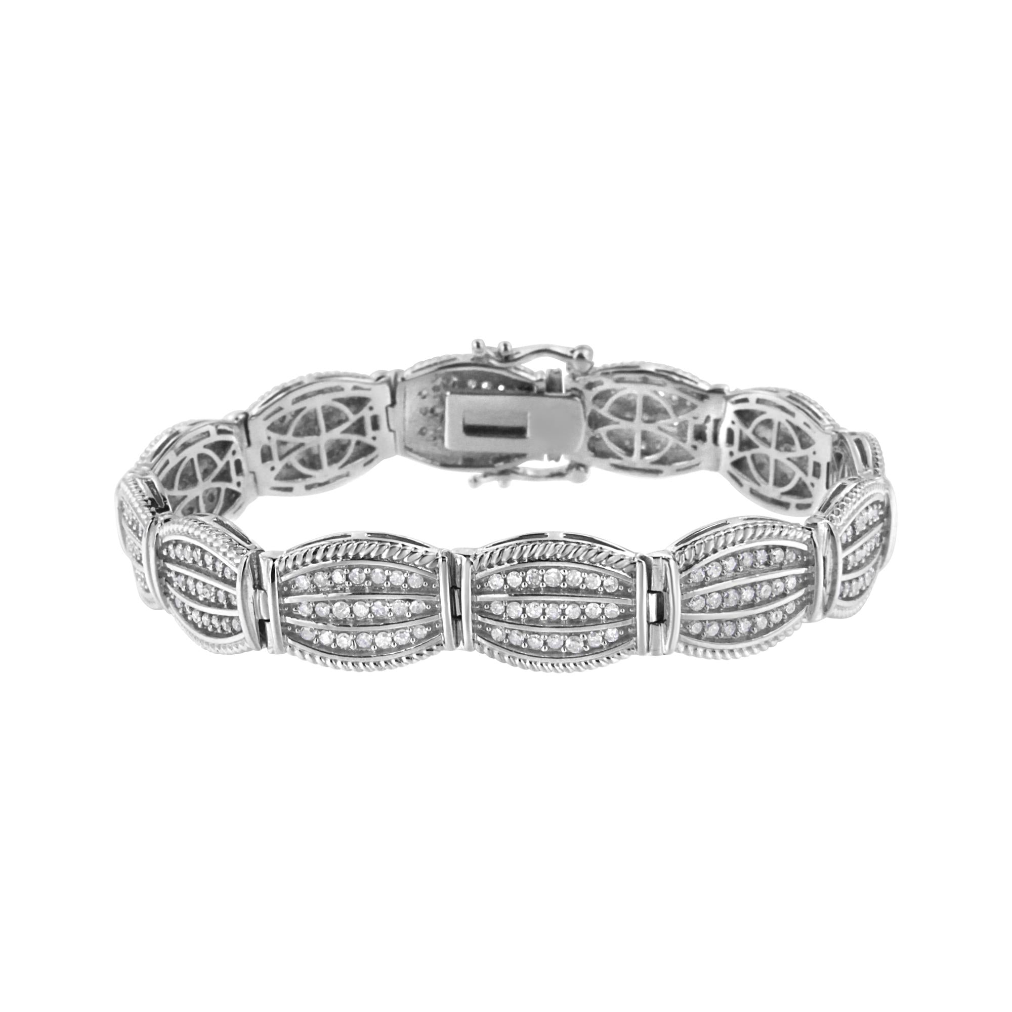 Pulsera tenis estilo art déco de garras con diamantes de 3 ct. p.t. en plata de ley, foto 1