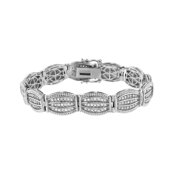 Pulsera tenis estilo art déco de garras con diamantes de 3 ct. p.t. en plata de ley, foto 1