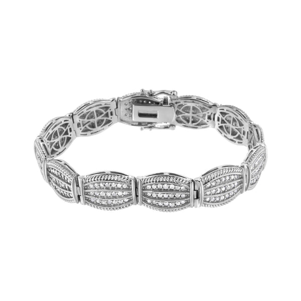 Pulsera tenis estilo art déco de garras con diamantes de 3 ct. p.t. en plata de ley, foto 2