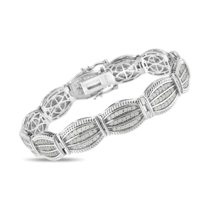 Pulsera tenis estilo art déco de garras con diamantes de 3 ct. p.t. en plata de ley, foto 4