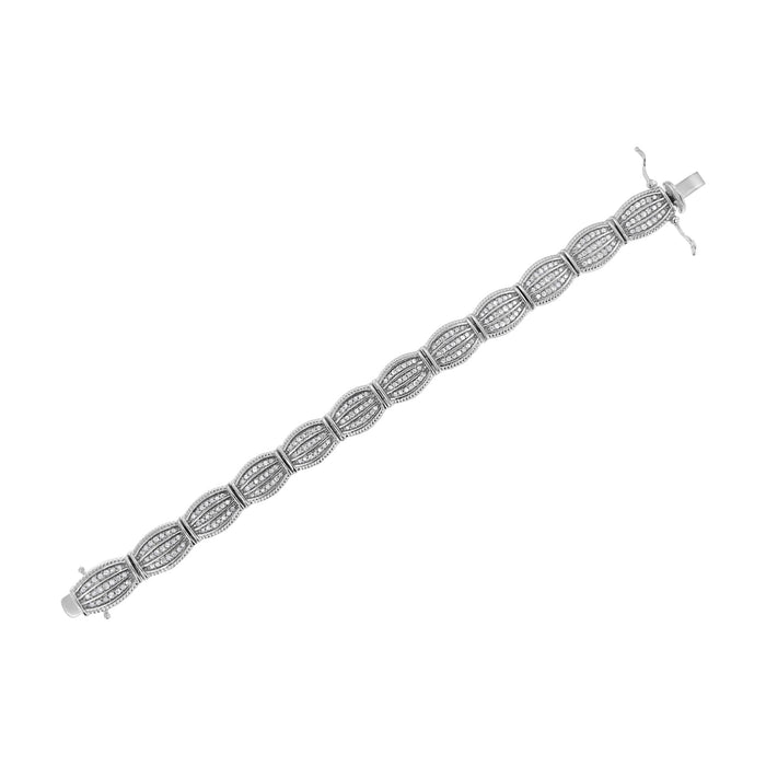 Pulsera tenis estilo art déco de garras con diamantes de 3 ct. p.t. en plata de ley, foto 6