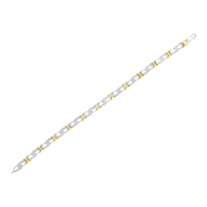 Pulsera de eslabones de infinito y X con diamantes de 1/4 ct. p.t. en plata de ley bañada en oro amarillo de 10K, foto 5
