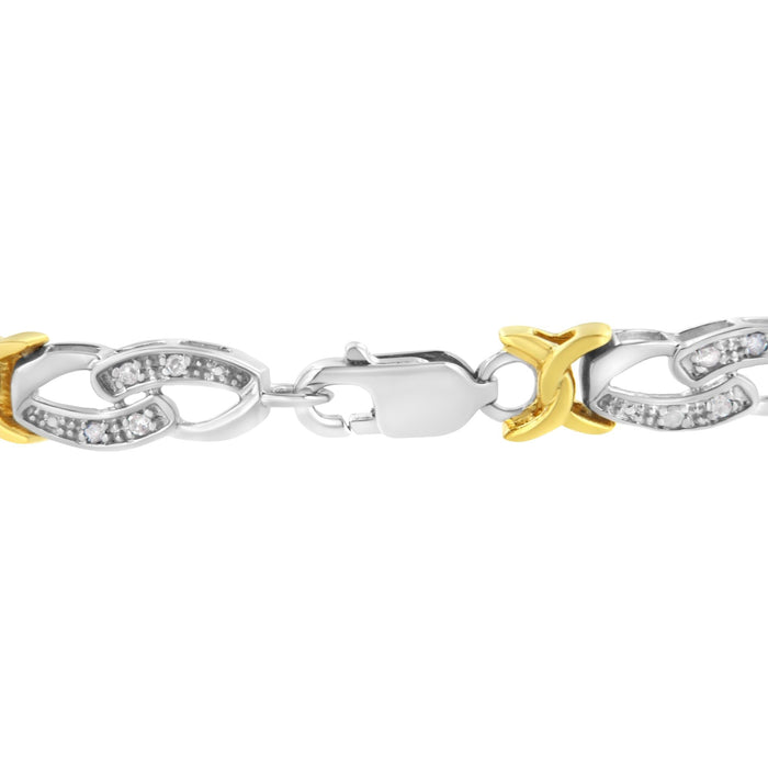 Pulsera de eslabones de infinito y X con diamantes de 1/4 ct. p.t. en plata de ley bañada en oro amarillo de 10K, foto 6