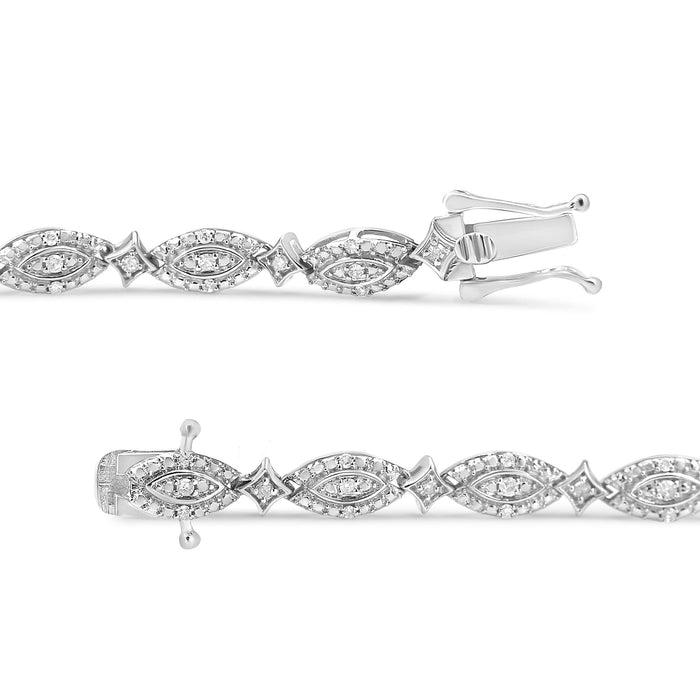 Pulsera de eslabones alternados de marquesa y estrella radiante con diamantes de 1/2 ct. p.t. en plata de ley, foto 4