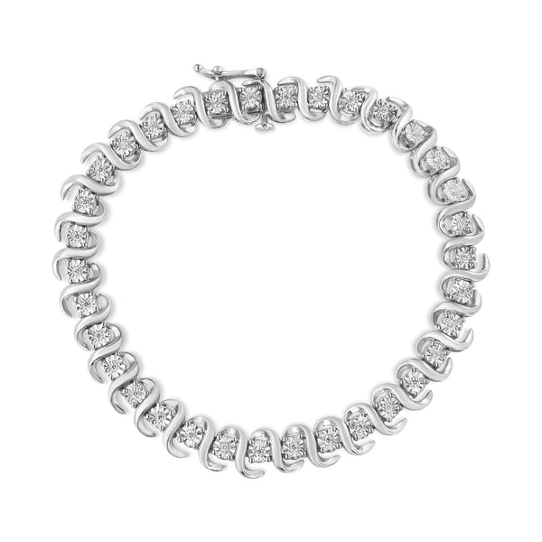 Pulsera tenis de eslabones en S Miracle-Set con diamantes de 1/3 ct. p.t. en plata de ley, foto 1