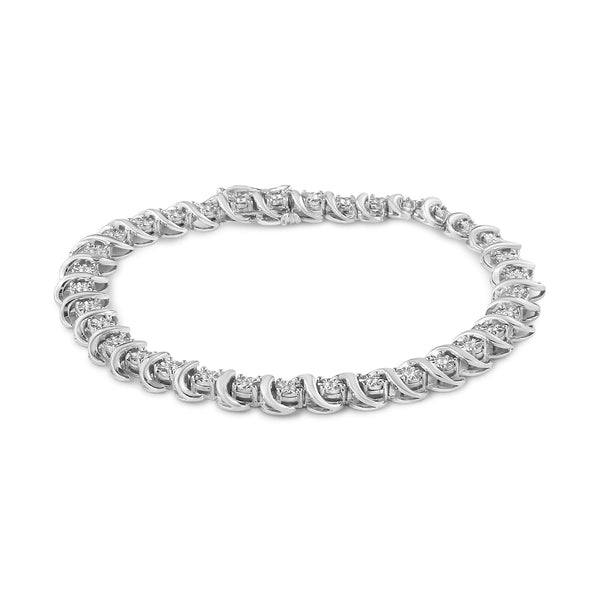 Pulsera tenis de eslabones en S Miracle-Set con diamantes de 1/3 ct. p.t. en plata de ley, foto 2