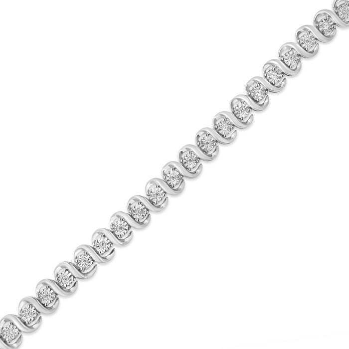 1/3 Ct. T.W. Miracle-Set Diamond S Link Tennis Bracelet in Sterling Silver, photo 4