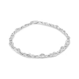 Pulsera de eslabones curvos en espiral con detalle de diamante de garras en plata de ley, color I-J, claridad I3, 7.25 pulg.