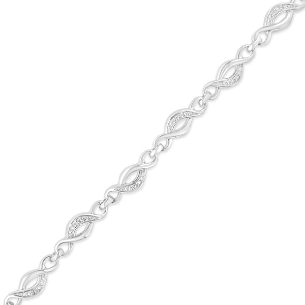 Prong-Set Diamond Accent Curved Spiral Link Bracelet in Sterling Silver, photo 2